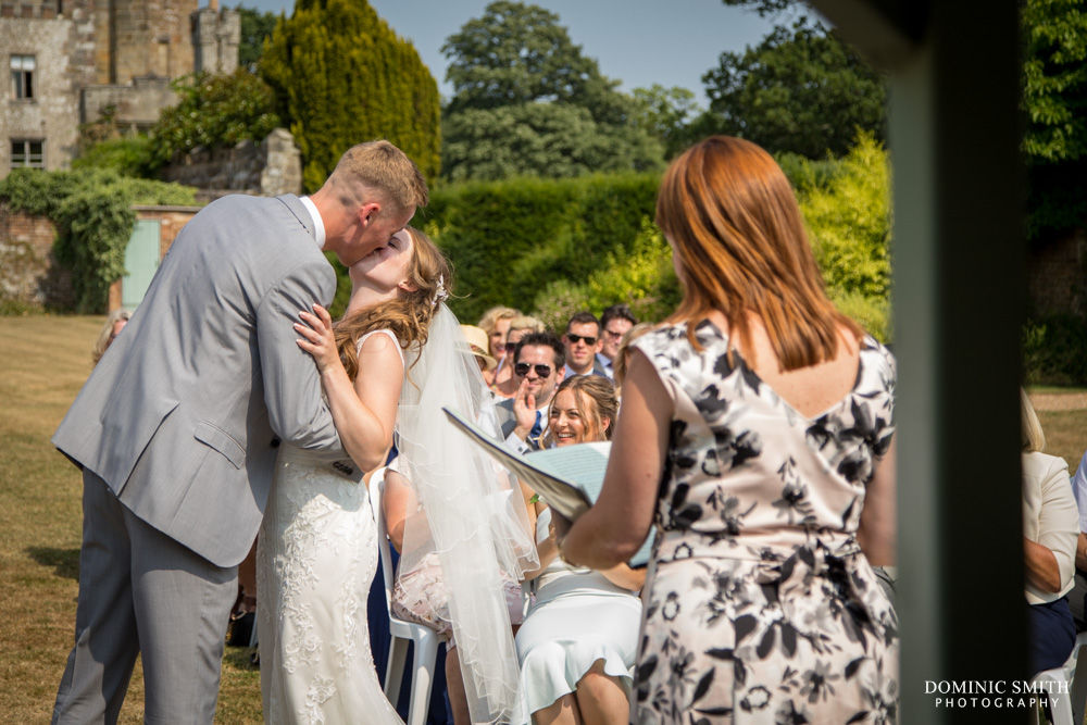 Wedding kiss at Wadhurst Castle