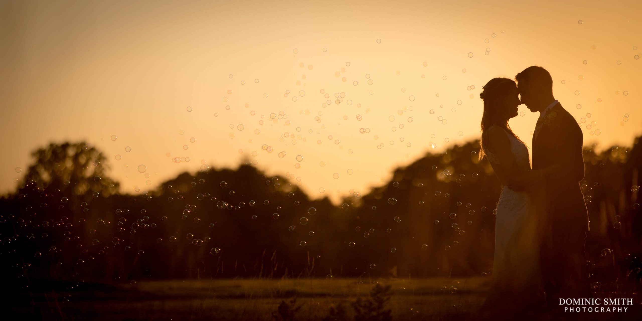 Sunset photo with bubbles at Brookfield Barn