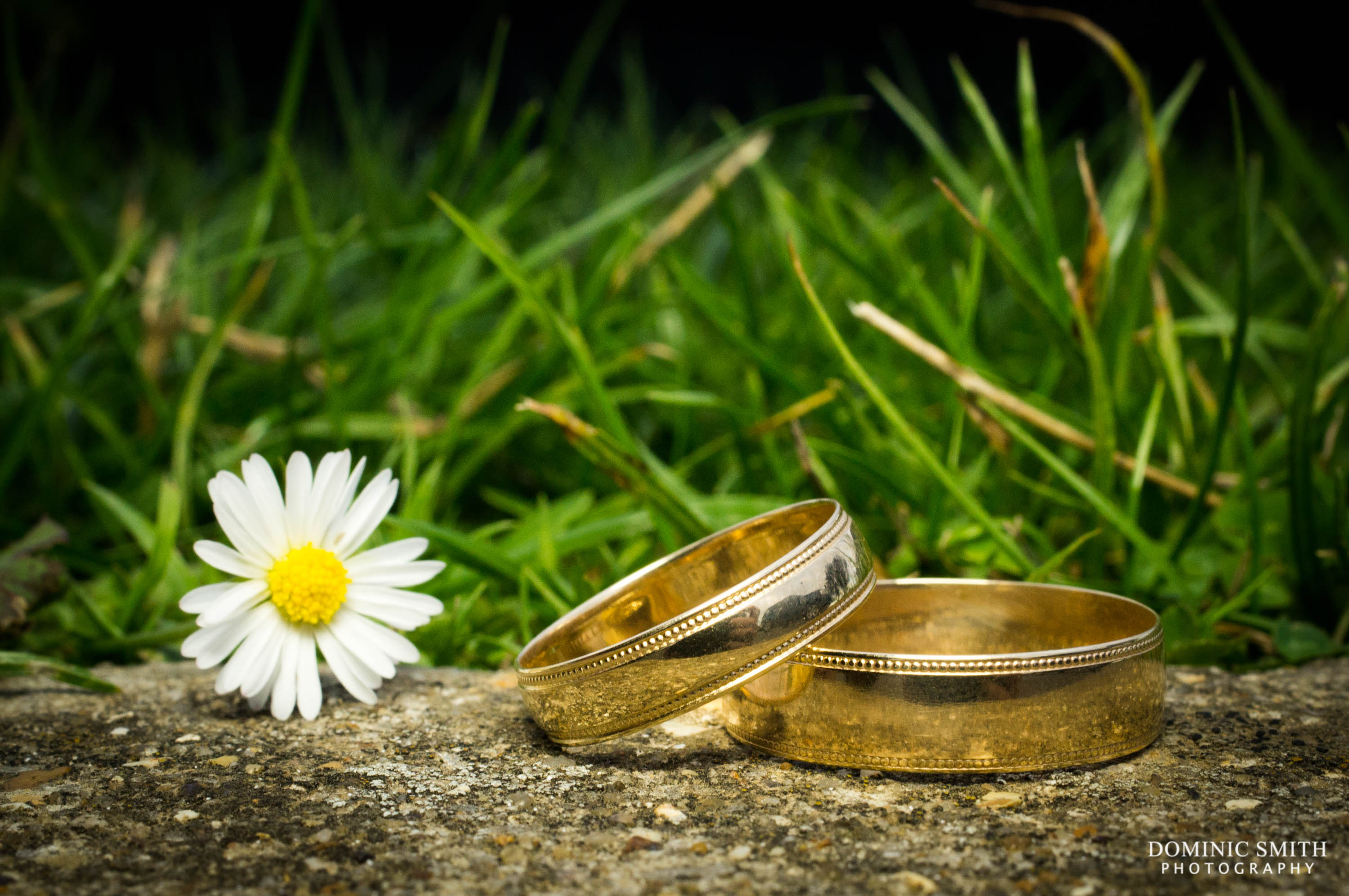 Wedding Rings with a Daisy