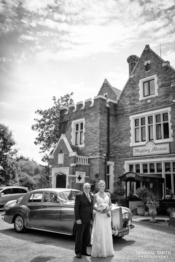 Bride arrives at Highley Manor