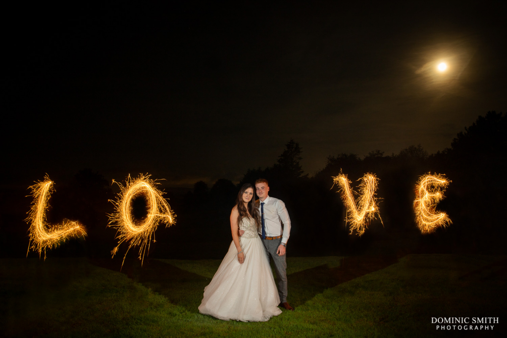 LOVE Sparkler Photo at South Lodge Hotel