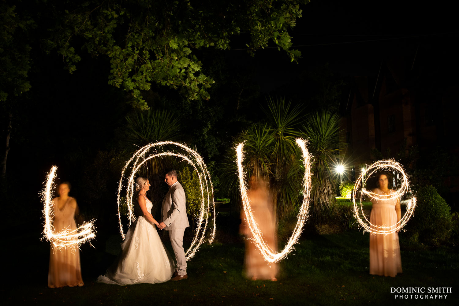 LOVE Sparkler Photo at Stanhill Court Hotel