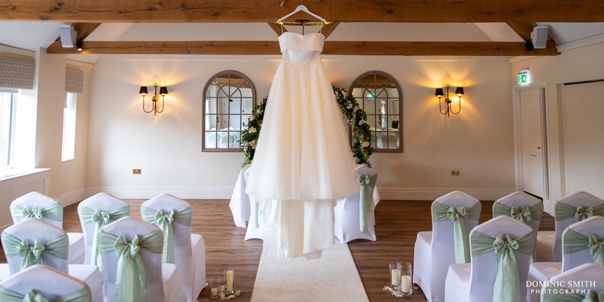 Wedding Dress Hanging at Cottesmore Golf Club