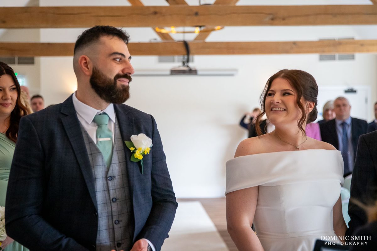 Bride and Groom see each other at Cottesmore Golf Club