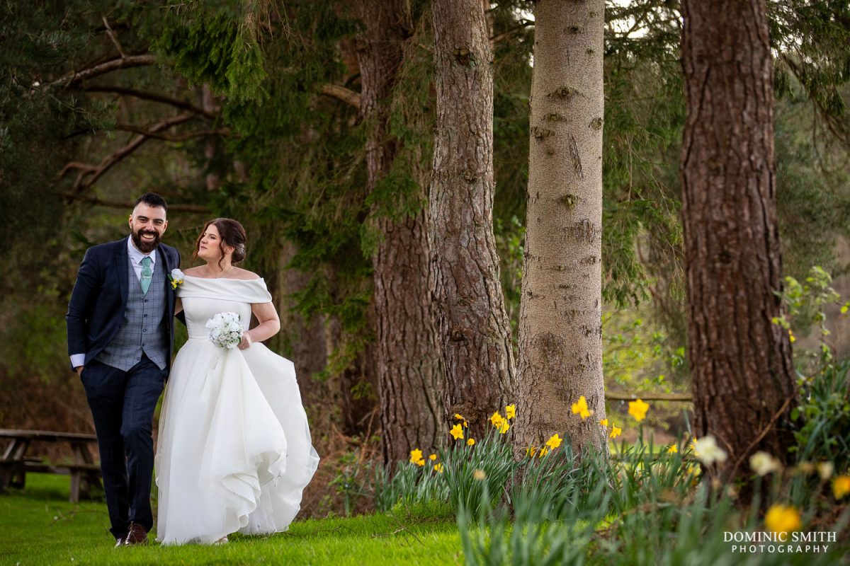 Wedding Couple Photo in the Woods at Cottesmore Golf Club