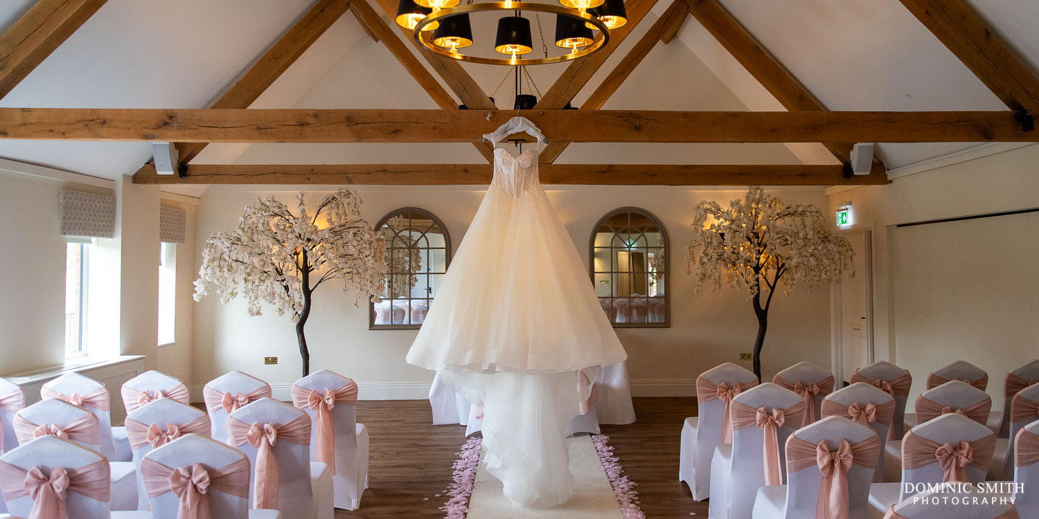 Wedding Dress Hanging at Cottesmore Golf Club