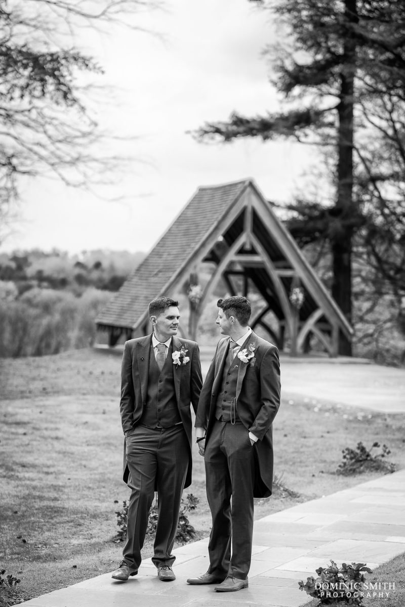 Black and White Groom Photo at Highley Manor