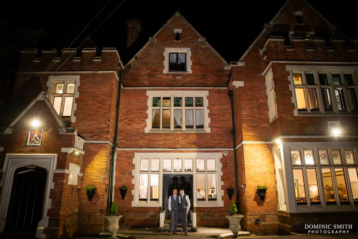Night photo at the Highley Manor Grand Entrance