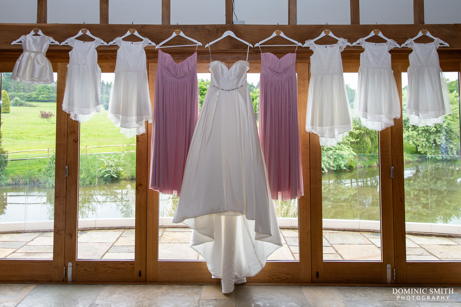 Bridal Party Dresses Hanging at Brookfield Barn