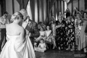 First Dance at Brookfield Barn in Black and White