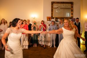 Brides first dance with a twirl at Higley Manor