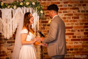 Exchanging Wedding Rings at Bysshe Court Barn