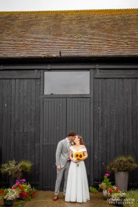 Wedding Kiss at Bysshe Court Barn