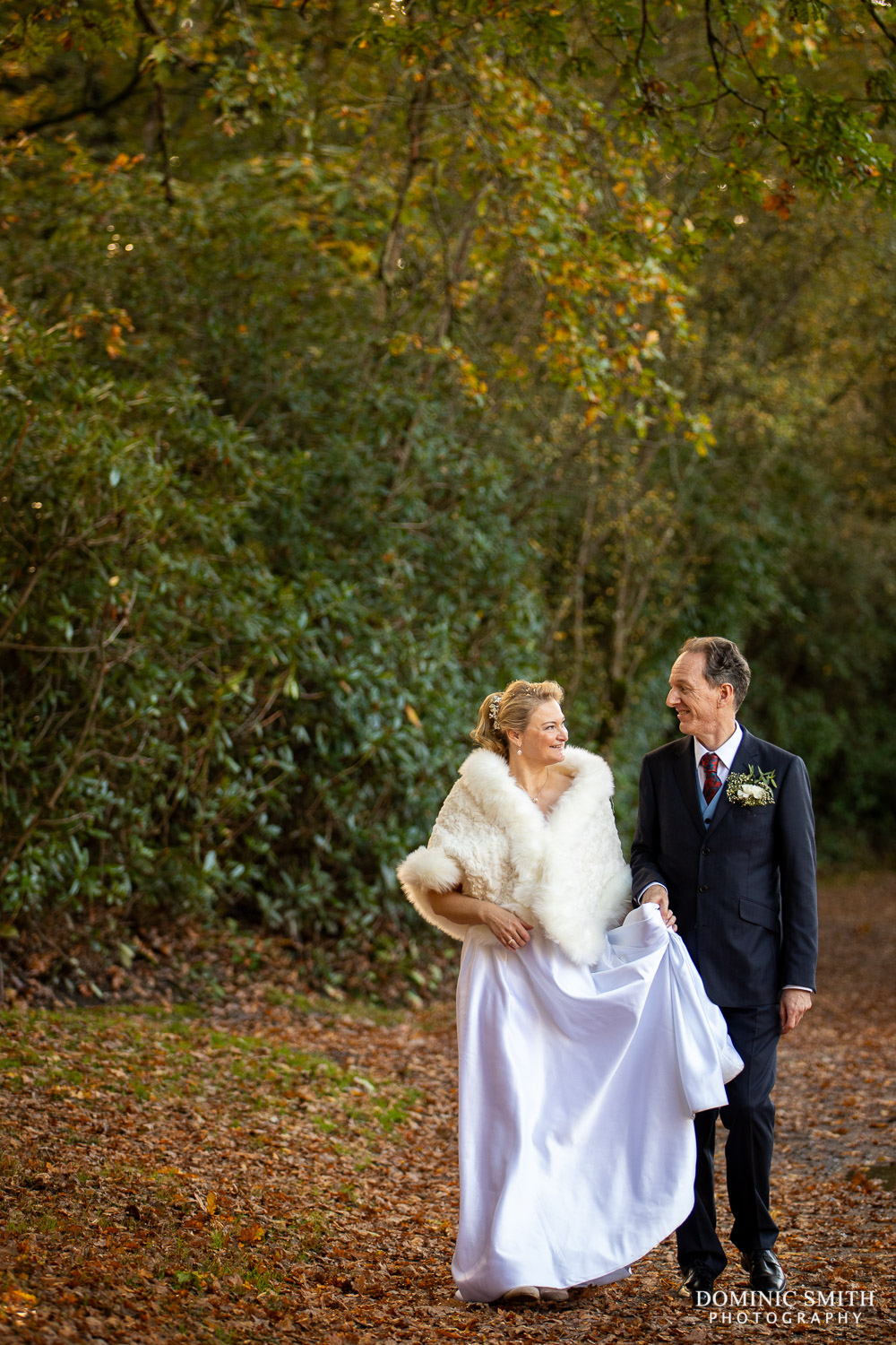 Autumnal Wedding Couple Photo at Cottesmore Golf Club