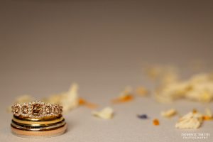 Wedding Rings with Confetti at Cottesmore Golf Club