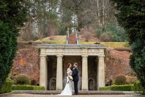 Wedding Couple Photograph in the Italian Gardens at Wotton House, Surrey