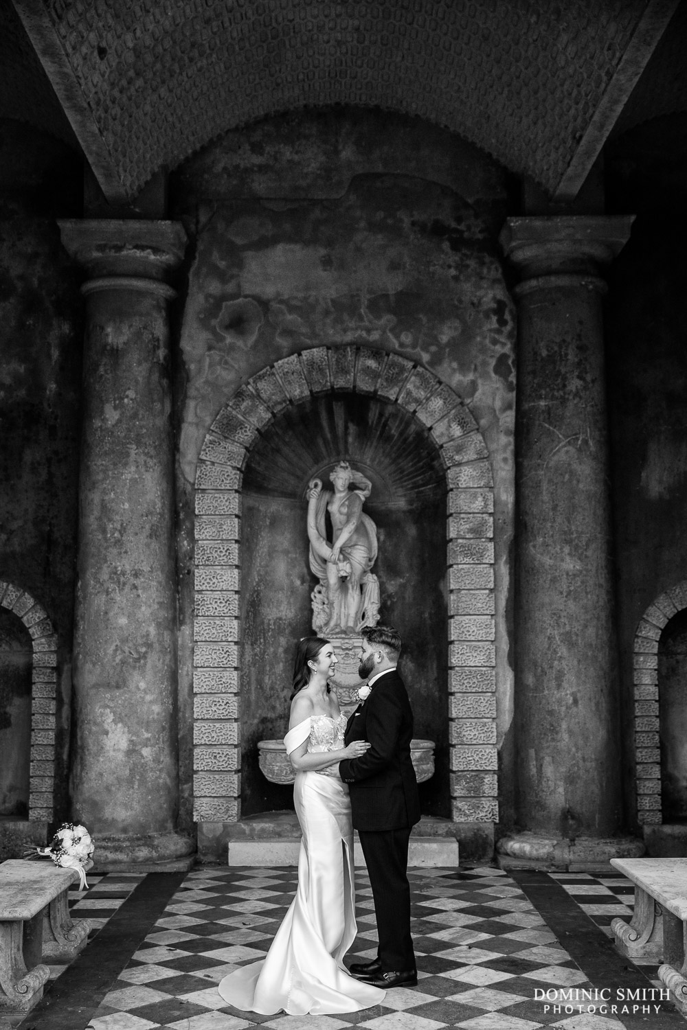 Black and White Photograph in the temple at Wotton House