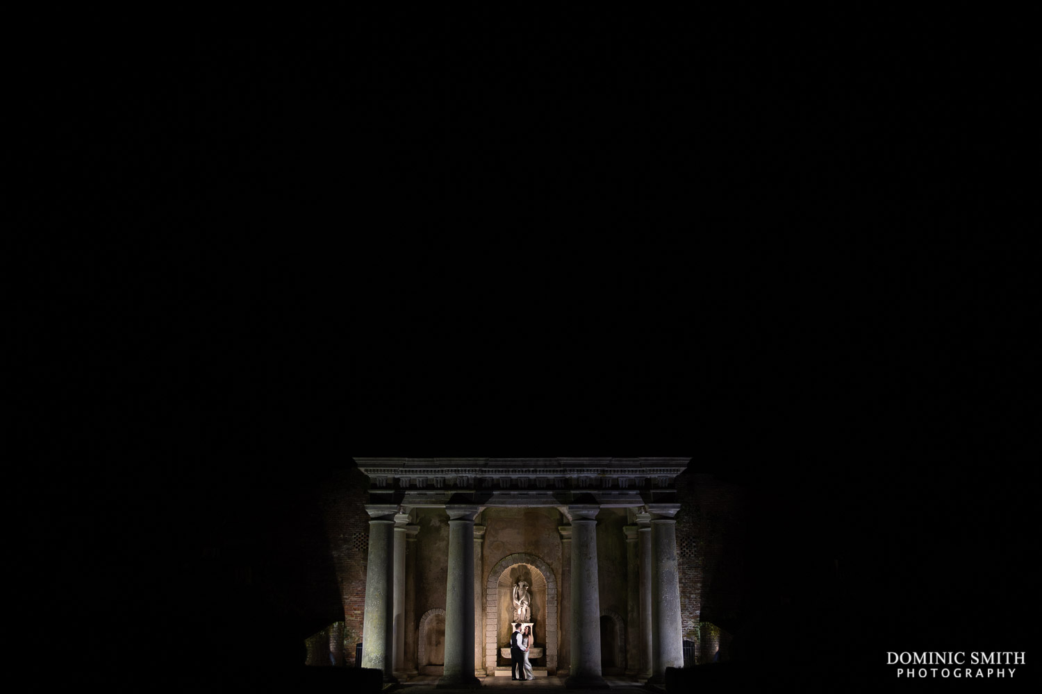 Wedding Night Photo taken in the gardens of Wotton House in Surrey