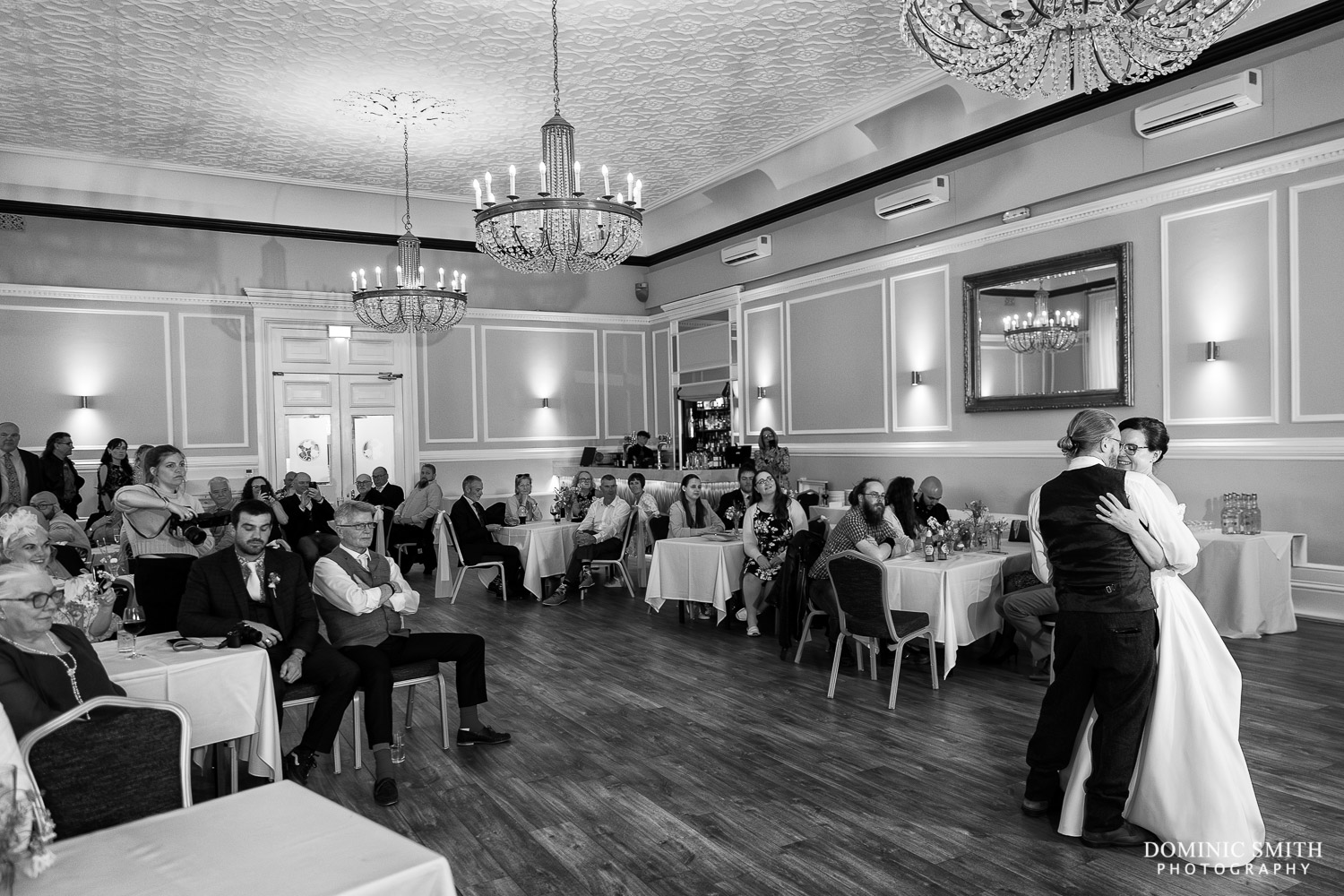 Black and White First Dance Photo at The Spa Hotel