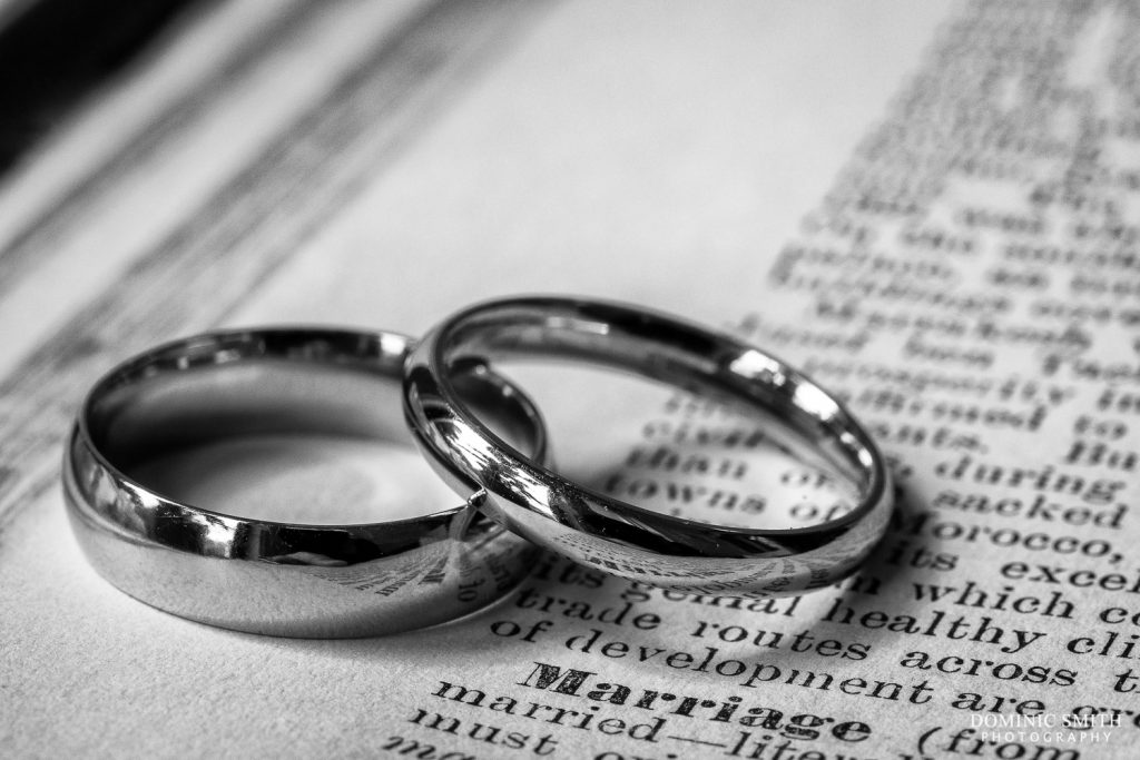 Wedding Rings on a book taken at Wingrove House in Sussex