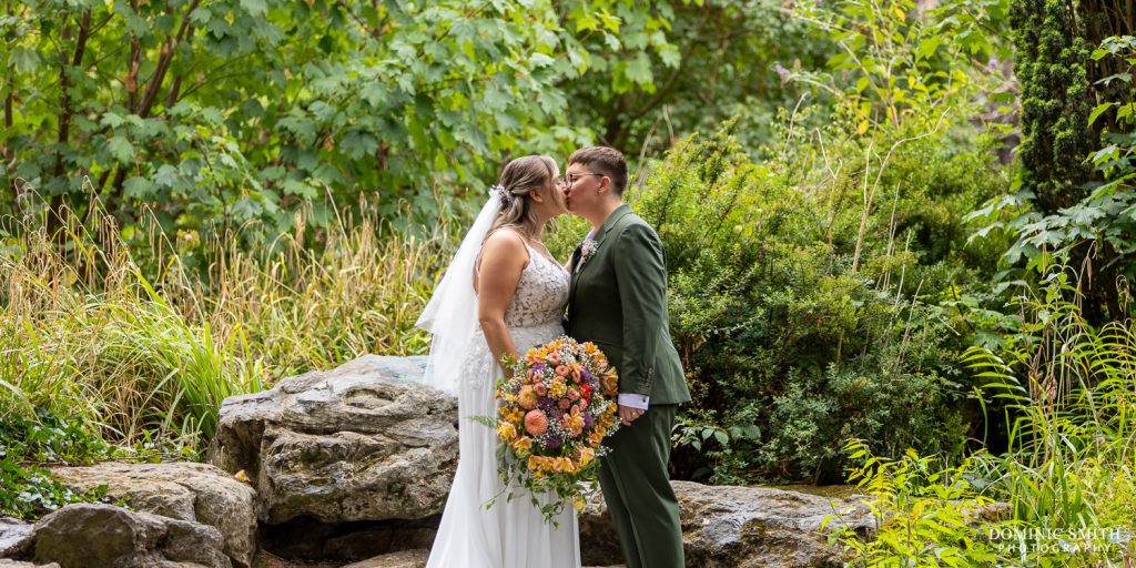 Panoramic Wedding Couple Image in Claremont Gardens