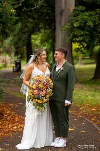 Brides posing in Claremont Gardens
