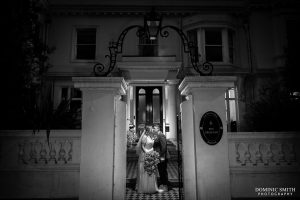 Black and White Night photo taken outside Glenmore House
