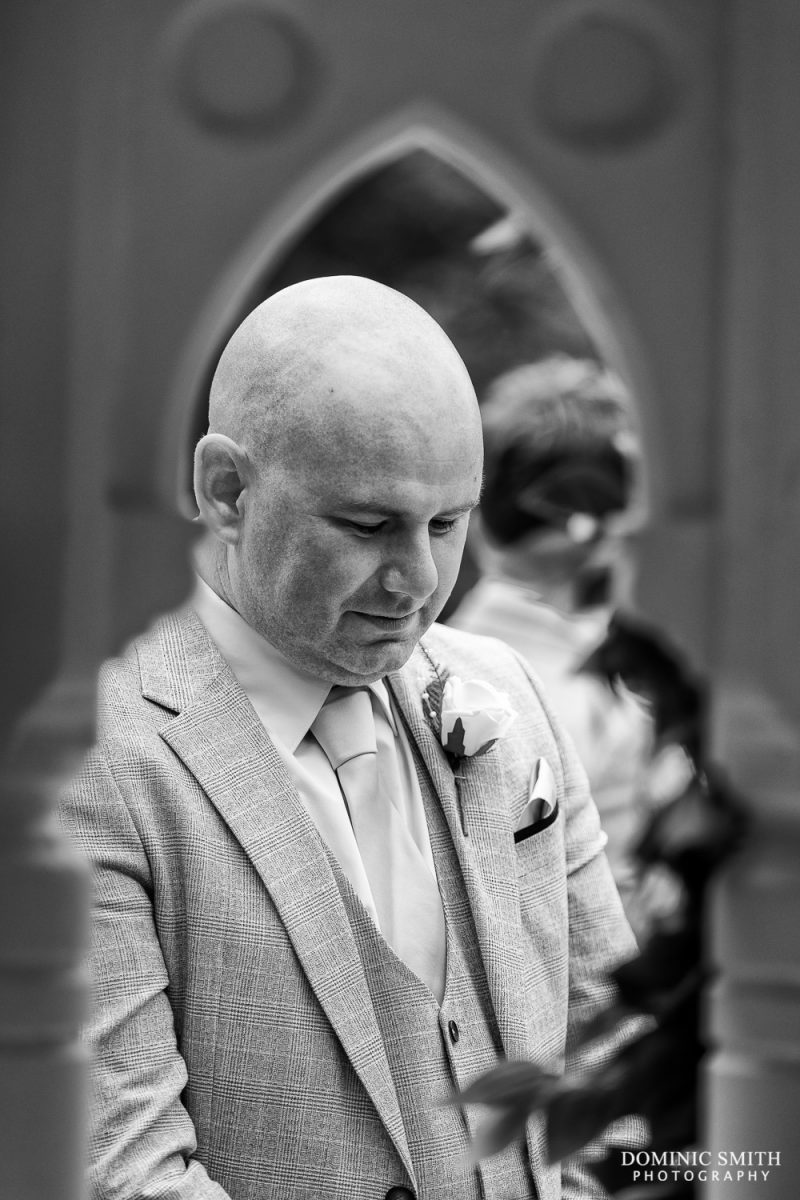 Groom waiting for his Bride at Cottesmore Golf Club