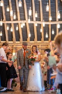 Confetti inside at Southlands Barn