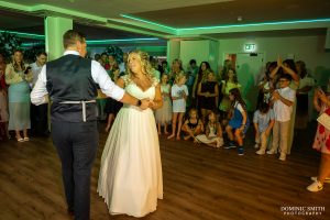 Bride and Groom with a fancy first dance at Cottesmore