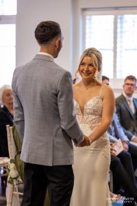 Bride and Groom during Wedding Ceremony at One Warwick Park Hotel