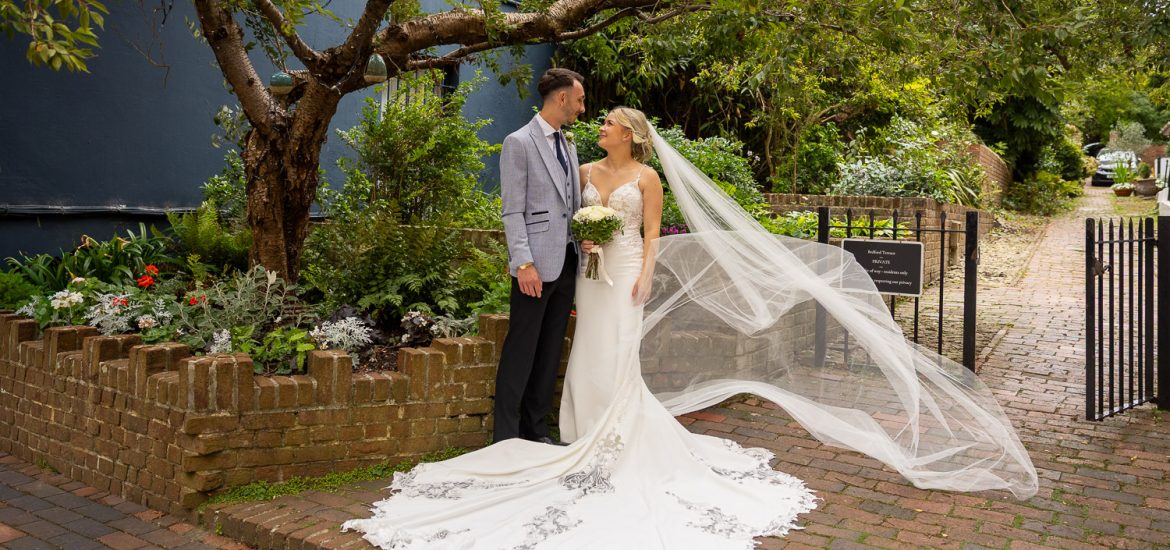 Bride and Groom on their Wedding Day in Royal Tunbridge Wells