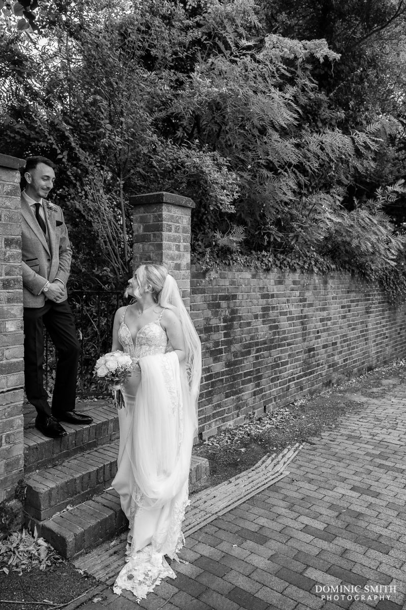 Black and White Bridal Portrait taken in Tunbridge Wells