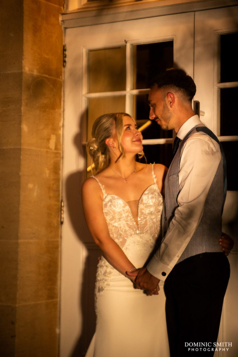 Night Bridal Portrait taken outside One Warwick Park Hotel in Kent