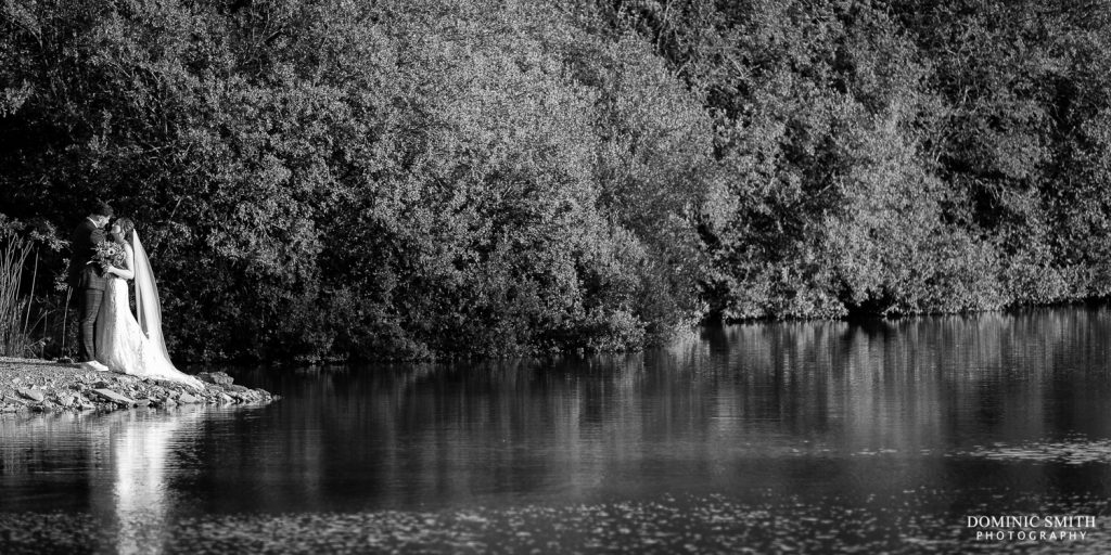 Black and White Bridal Portrait at the Millwards Estate Lake