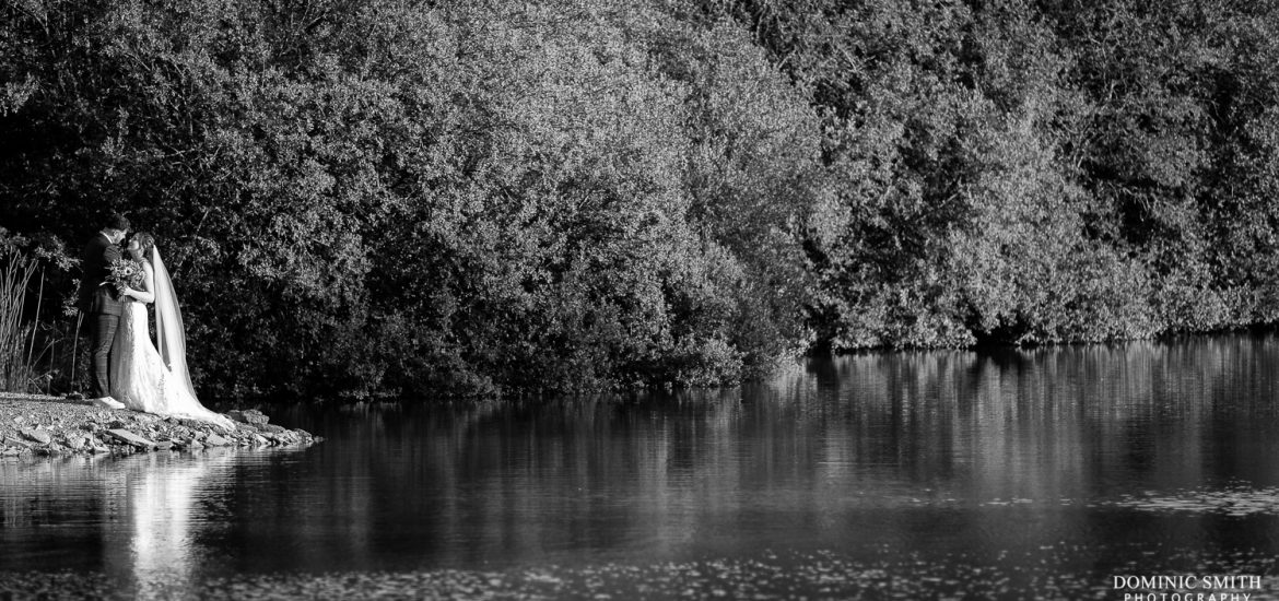Black and White Bridal Portrait at the Millwards Estate Lake