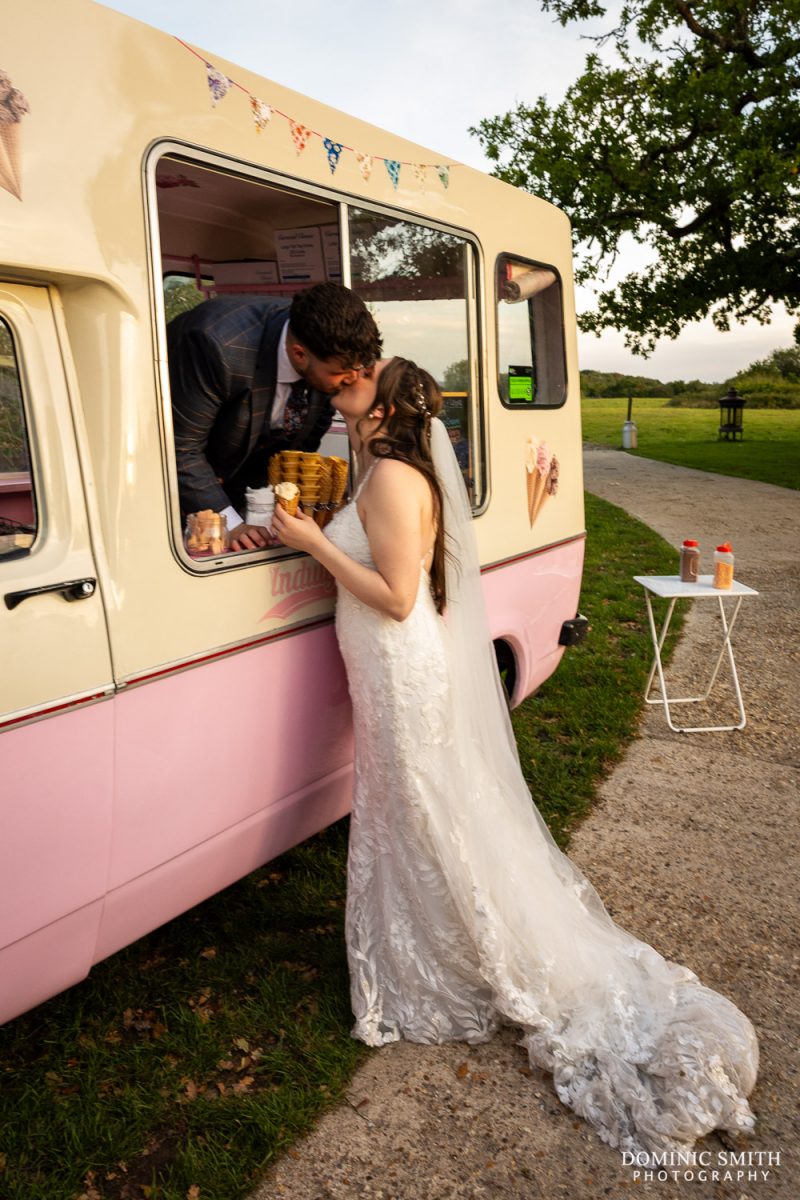 Bride and Groom getting Ice Cream