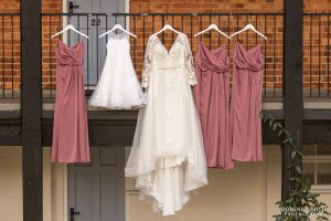 Wedding dresses hanging at Cottesmore Golf Club