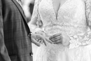 Exchanging wedding rings at Cottesmore