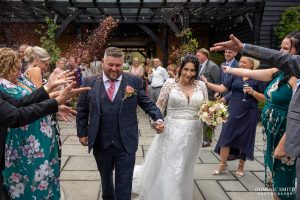 Bride and Groom Confetti photo at their Cottesmore Golf Club Wedding