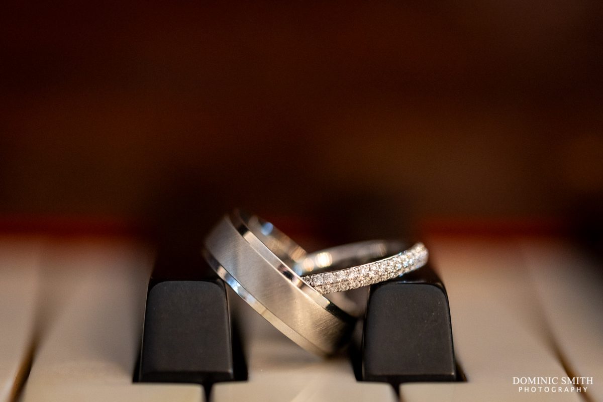 Wedding Rings on the Piano at Cottesmore Golf Club