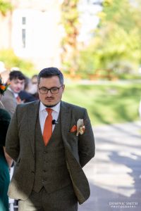 Groom waiting nervously at Highley Manor