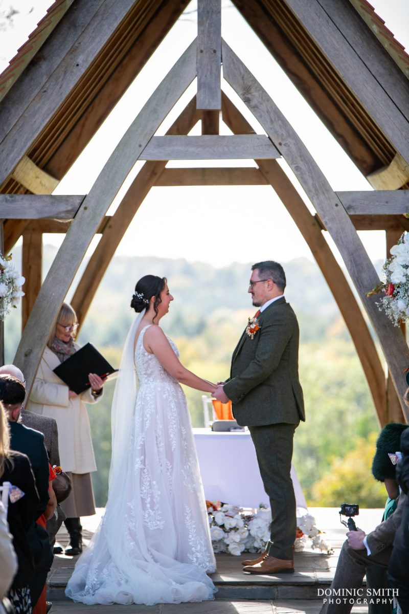 Bride and Groom during their Highley Manor Outside Ceremony