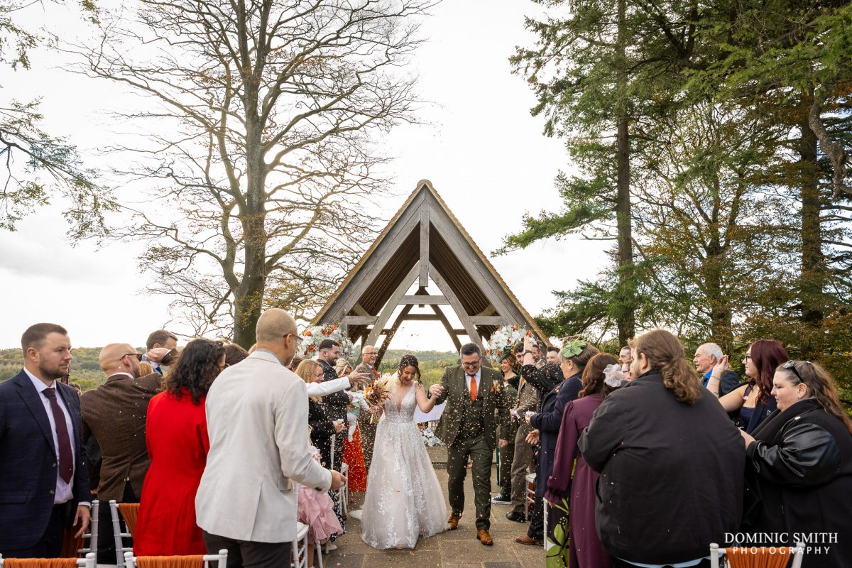 Confetti outside Highley Manor in Sussex