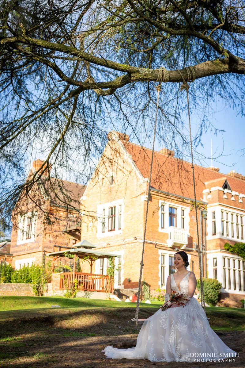 Bride looking out across Highley Manor