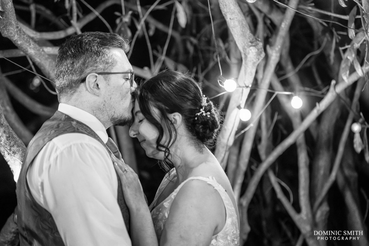 Black and White photo of the Bride and Groom at Highley Manor in Sussex