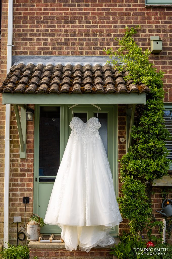 Wedding Dress hanging outside
