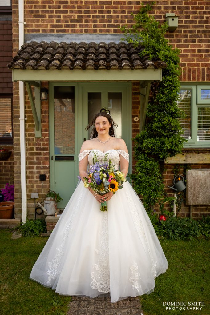 Bride waiting to leave for the church