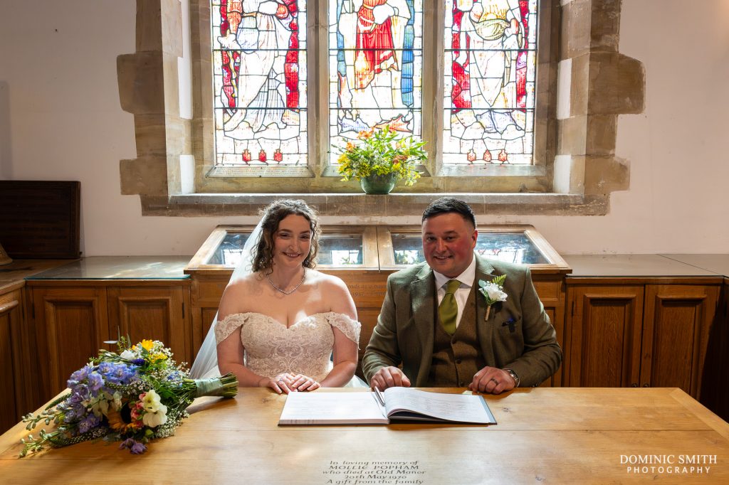 Signing the register at St Margarets Church