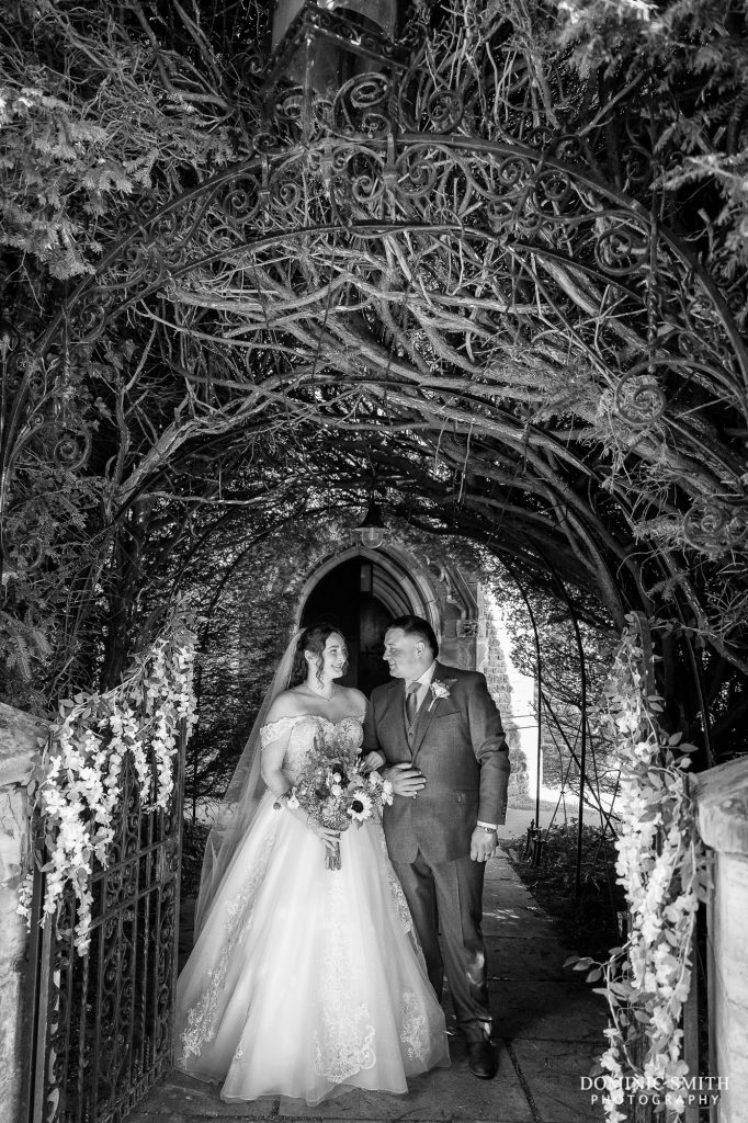 Bride and Groom leaving St Margaret's Church in Warnham